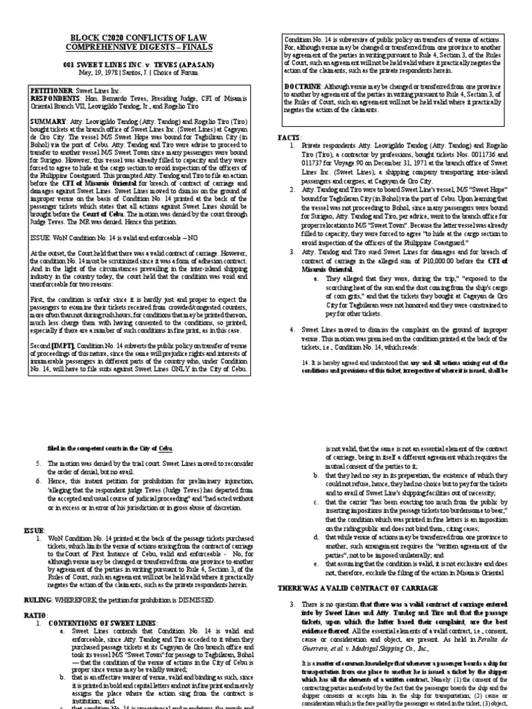 Finals Conflicts Digests PDF PDF Statute Of Limitations Lawsuit