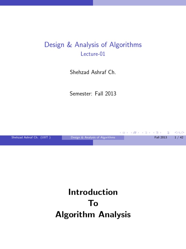Design & Analysis of Algorithms: Lecture-01 | PDF | Algorithms | Time ...