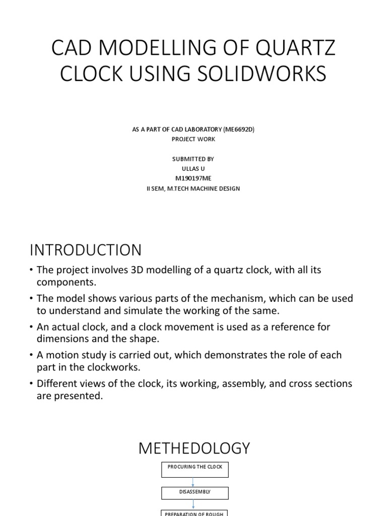 Quartz Clock CAD Modeling in SolidWorks | PDF | Clock | Gear