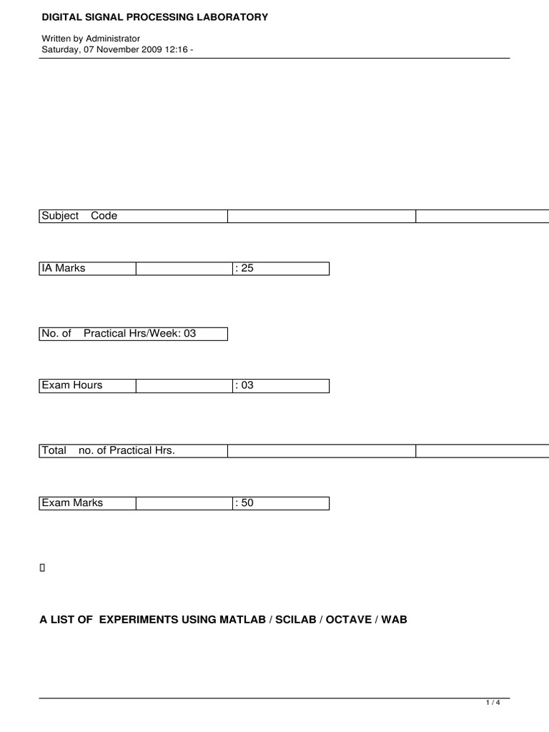Digital Signal Processing Experiments | PDF | Digital Signal Processing ...