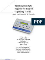 Amplivox Model 260 Diagnostic Audiometer Operating Manual: (Applies From Serial Number 12790 Onwards)