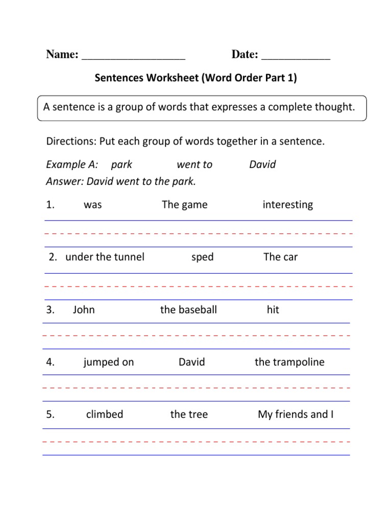 sentence worksheet for grade 1 pdf pdf