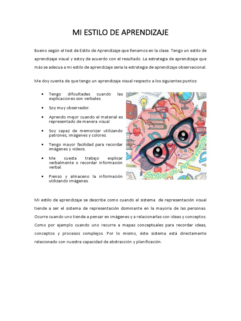 Estilo de Aprendizaje Visual y Estrategias | PDF | Relaciones ...
