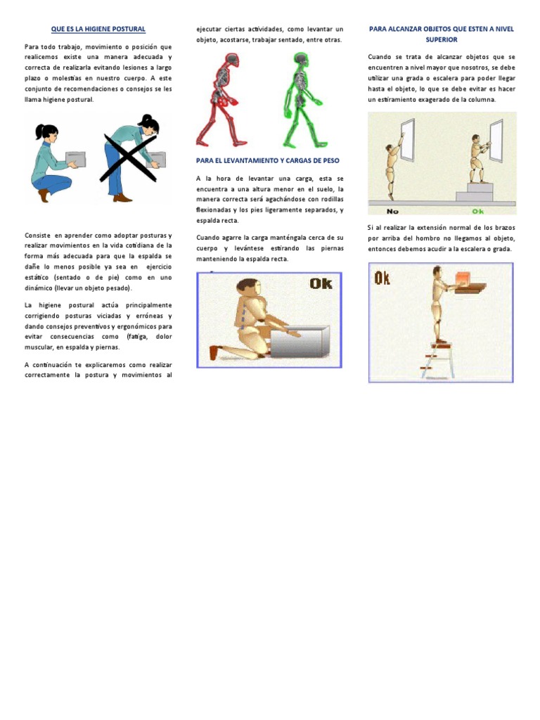 Que Es La Higiene Postural | PDF | Dolor lumbar | Factores humanos y ...