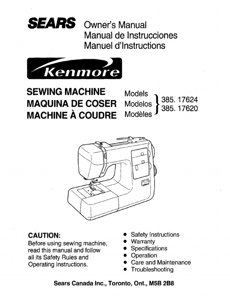 Kenmore Sewing Machine 385 17620 Users Manual 327930 | PDF | Sewing
