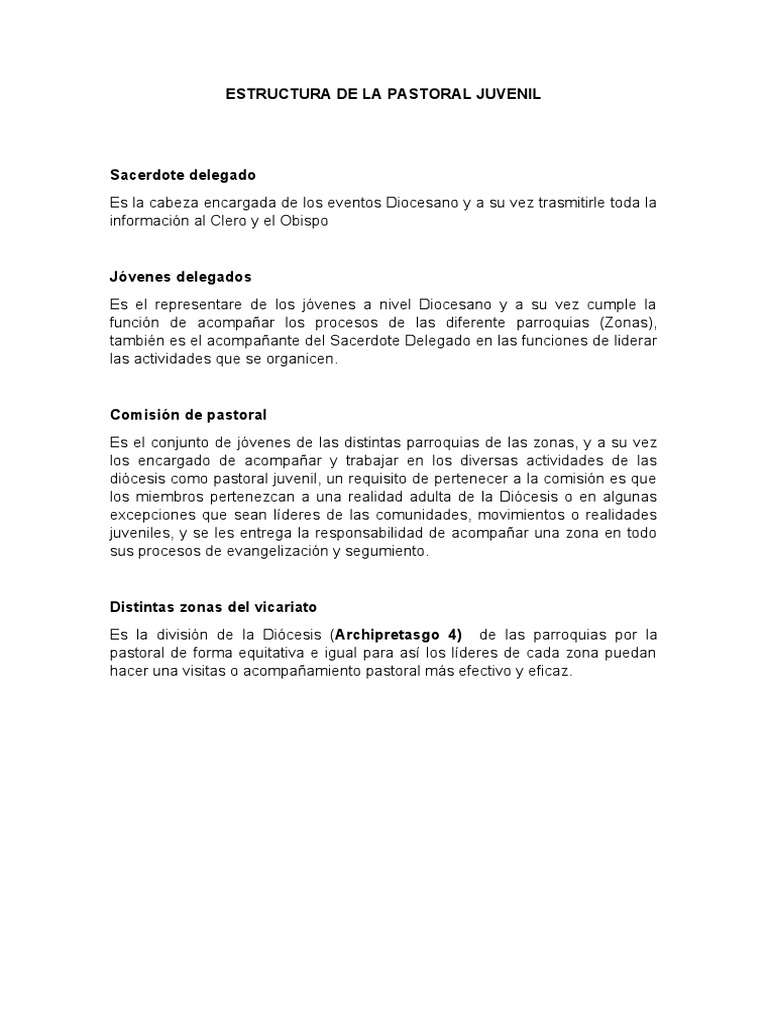 Estructura de la Pastoral Juvenil Diocesana | PDF