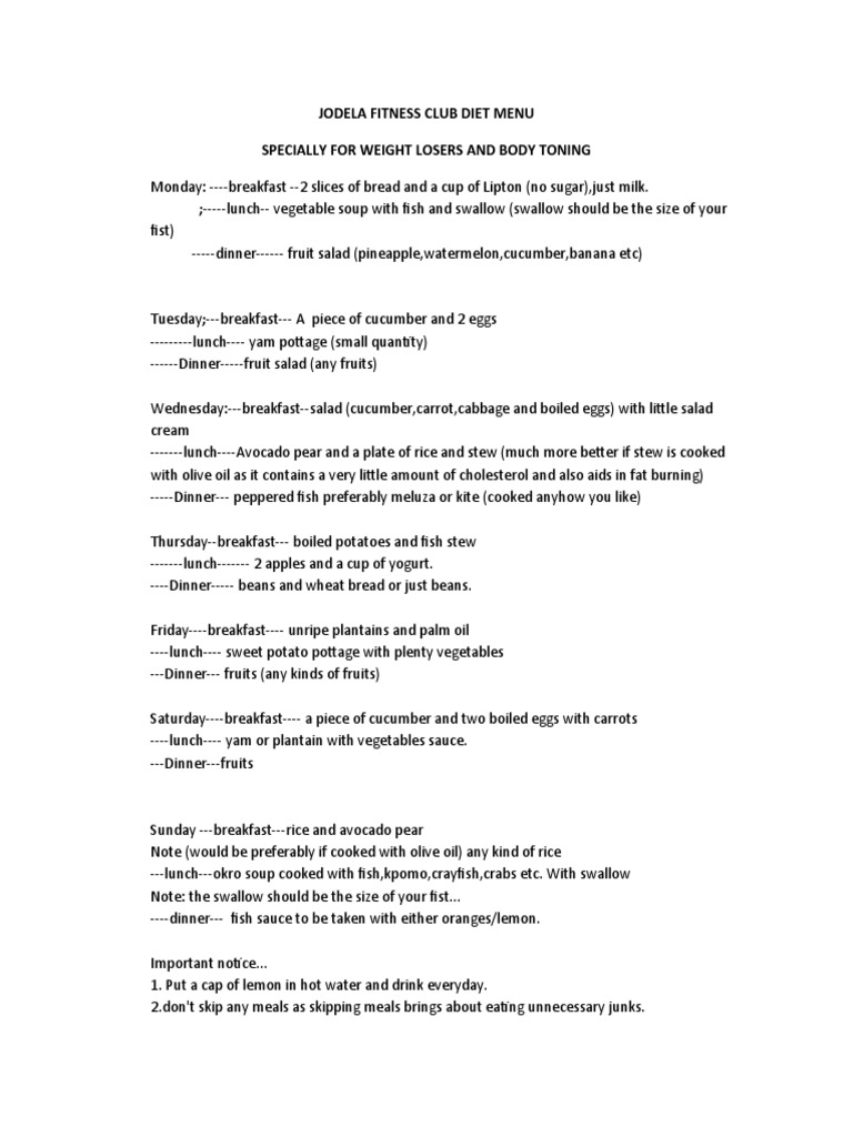 Jodela Fitness Diet Plan PDF