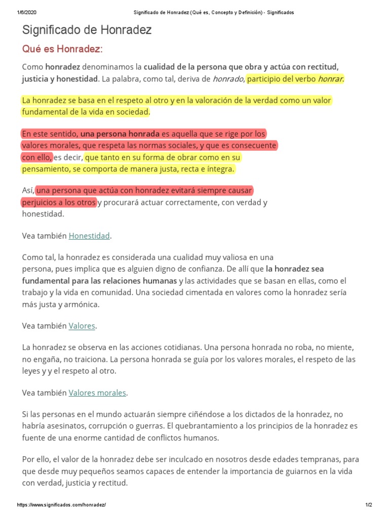 Significado de Honradez (Qué Es, Concepto y Definición) - Significados