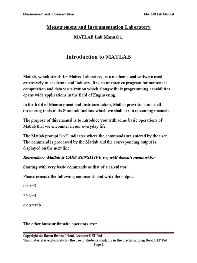 Measurement and Instrumentation Laboratory | PDF | Matlab | Scientific ...