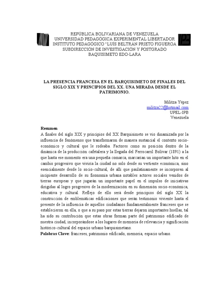 Resumen de Ponencia Militza Yépez | PDF