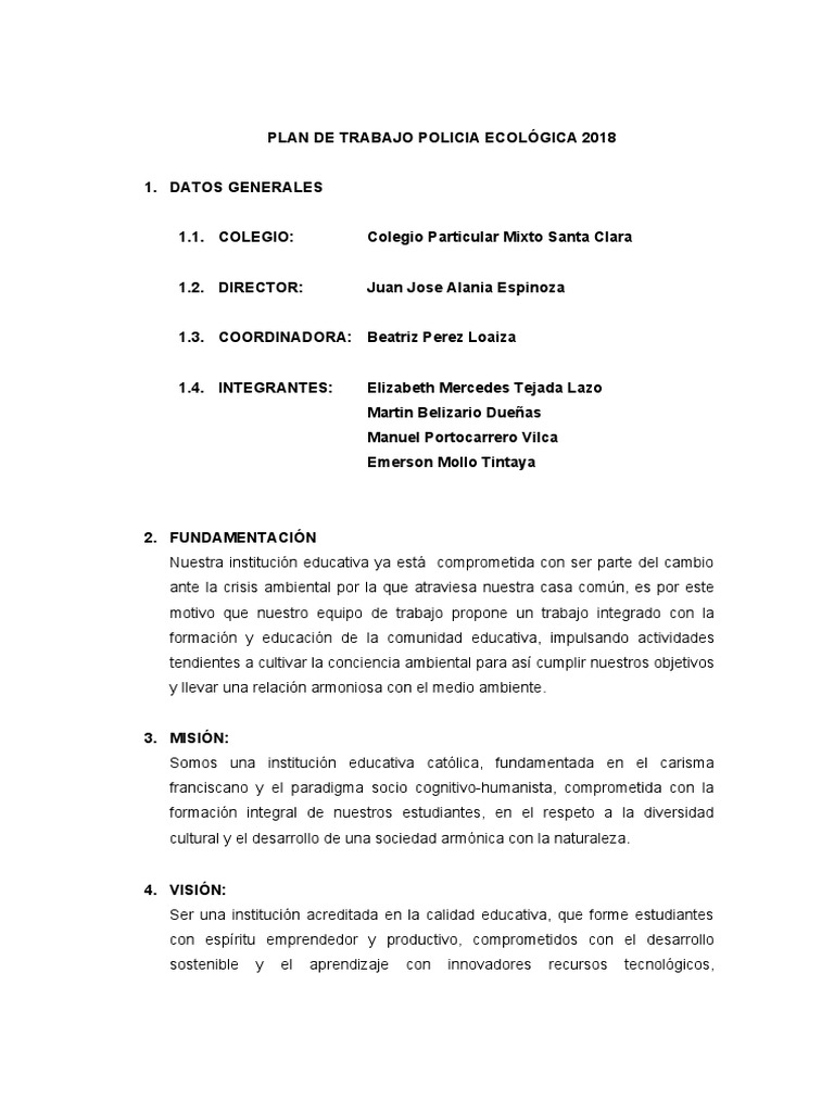 Funciones de la Policía Ecológica Escolar | PDF | Sustentabilidad ...