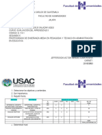 Tabla de Especificaciones