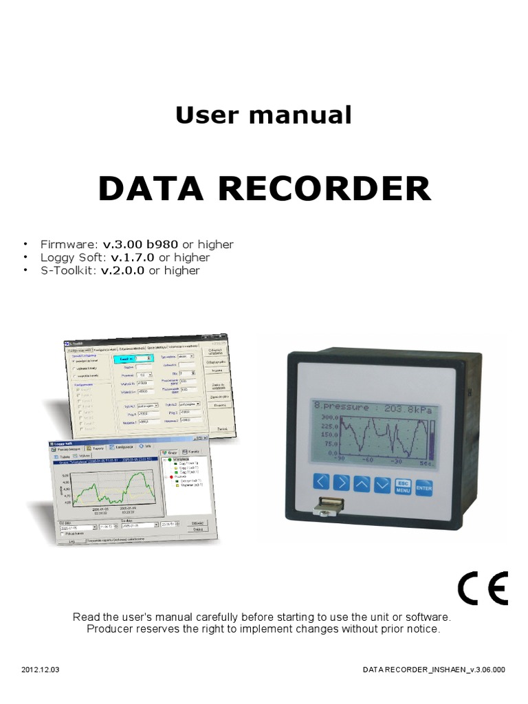 Data Recorder: User Manual | PDF | Power Supply | Usb Flash Drive