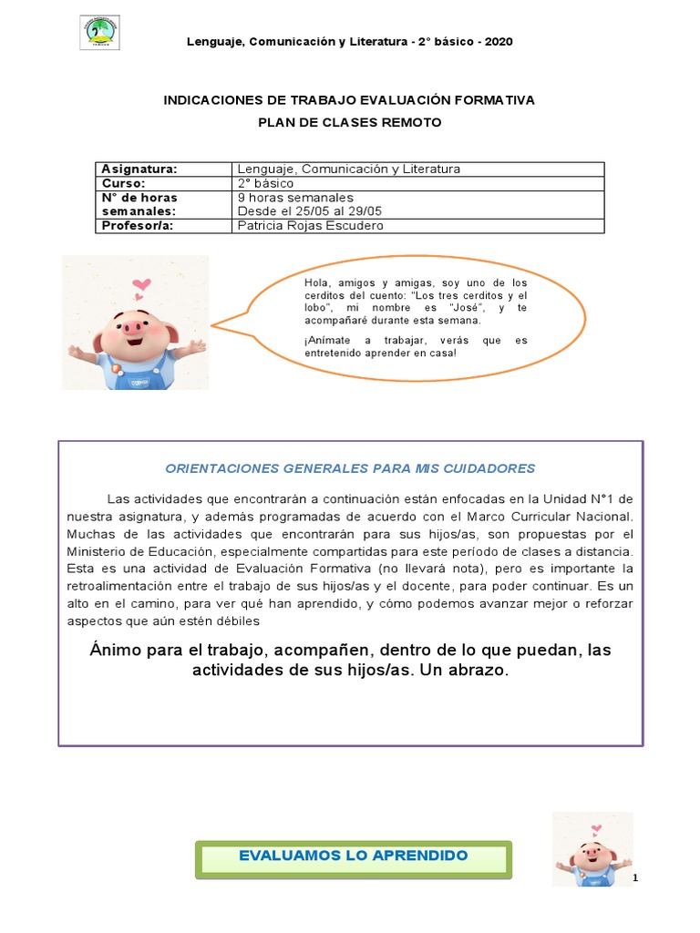 ACTIVIDADES LENGUAJE - 2° BÁSICO - 25 Al 29 de Mayo | PDF | Artes del ...