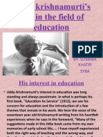 Jiddu Krishnamurti's Role in The Field of Education