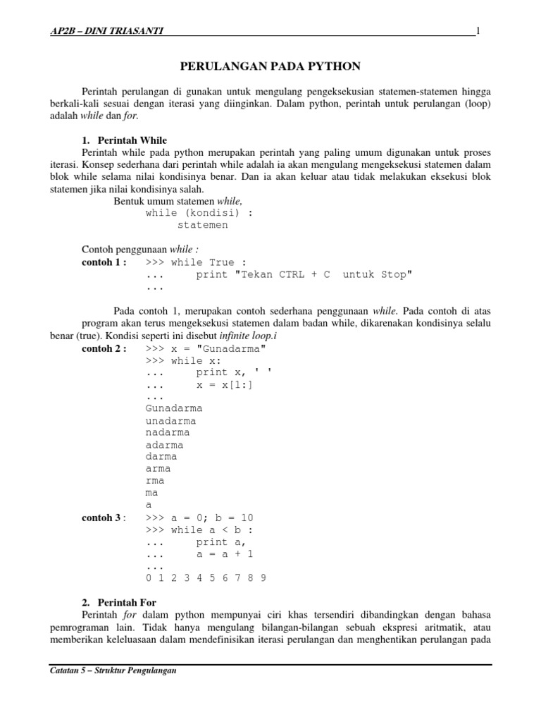 Perintah Pengulangan dalam Python | PDF