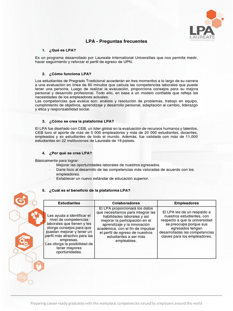 Preguntas Frecuentes sobre LPA UPN | PDF | Evaluación | Liderazgo