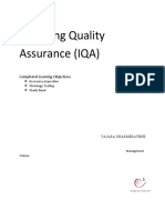 Incoming Quality Assurance (IQA) : Completed Learning Objectives