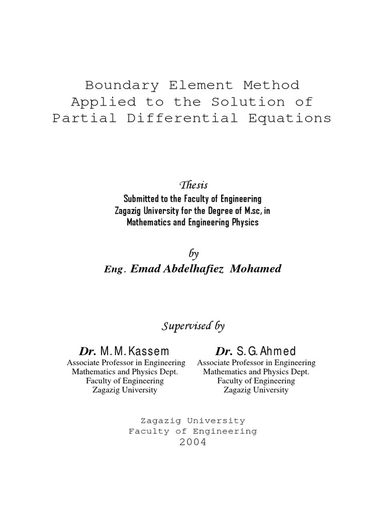 Boundary Element Method Applied To The Solution of Partial Differential ...