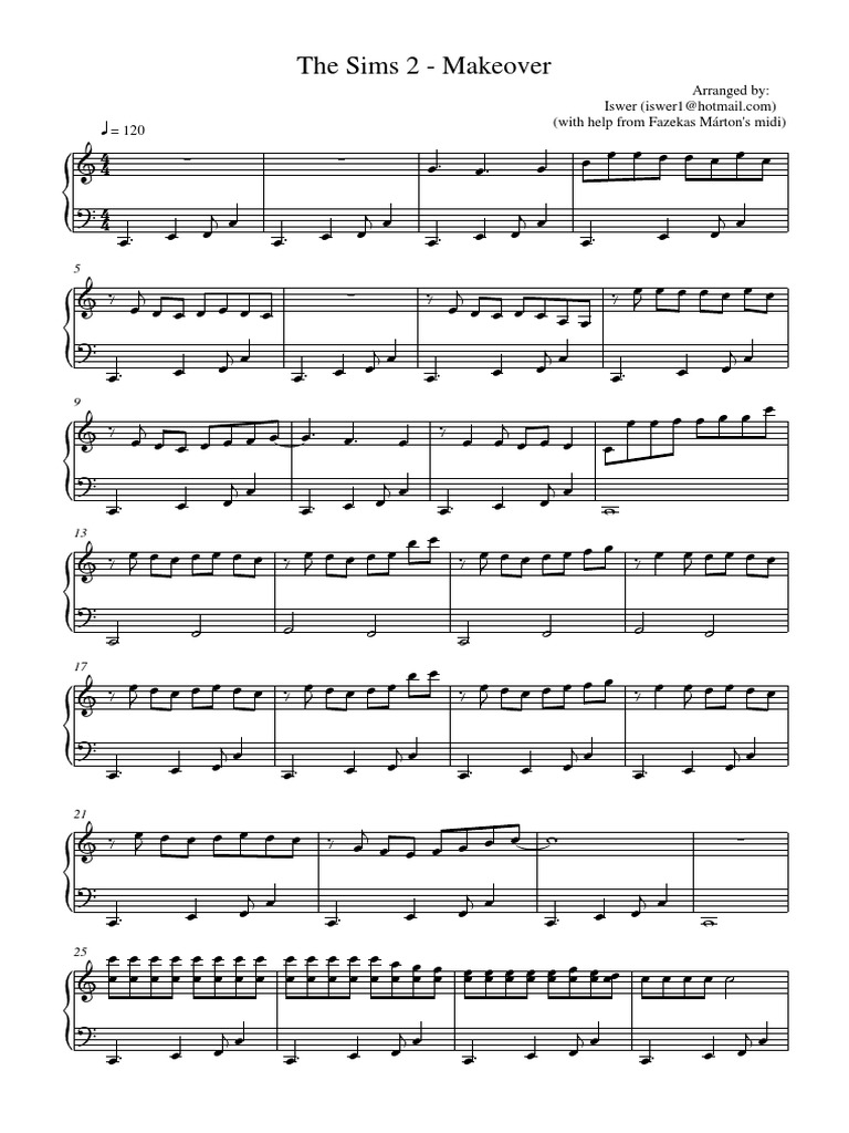 The Sims 2 - Makeover (Sheet Music) | PDF