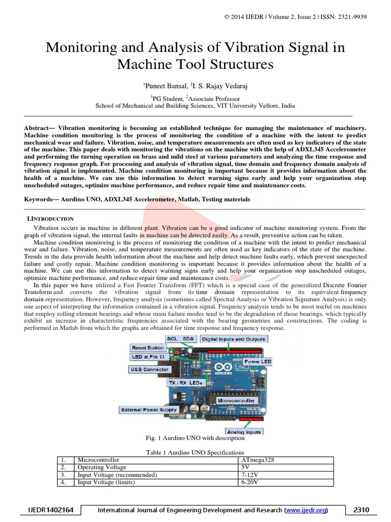 Ijedr1402164 Vibtaio Singa Machine Tool Strcutres Arduino | PDF ...