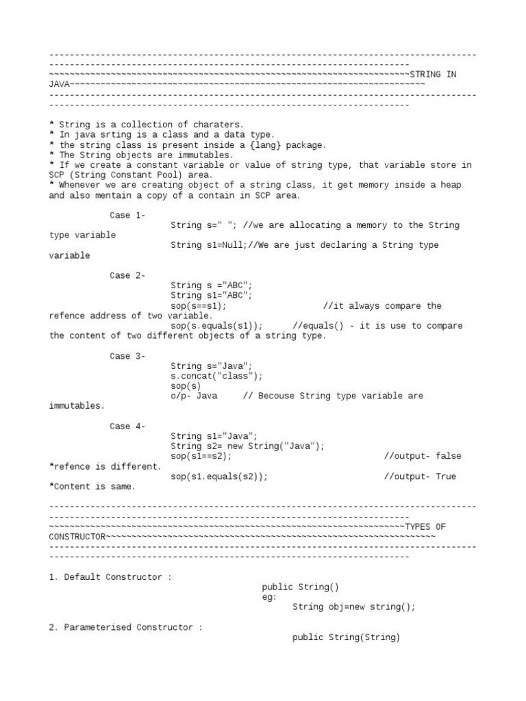 String in Java PDF String Science) Variable