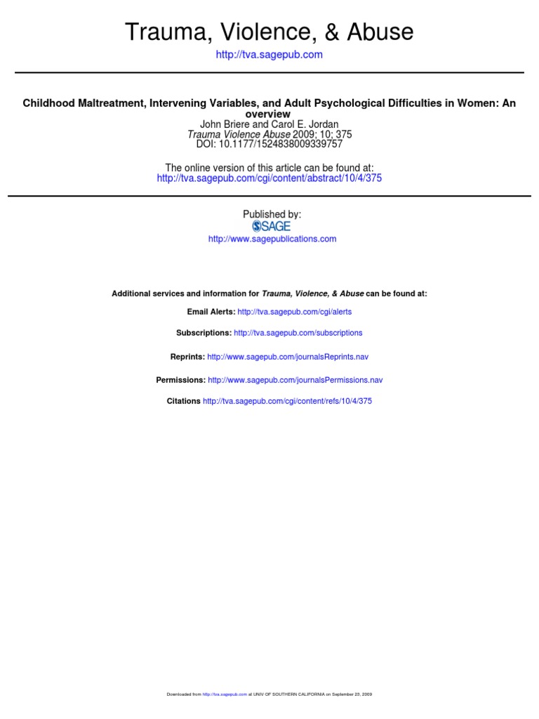 Childhood Maltreatment and Adult Trauma | PDF | Child Abuse | Complex ...