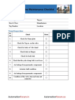 Control Valve Maintenance Checklist