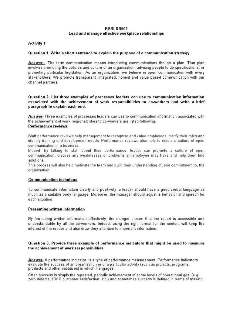 Answer-: Answer - Three Examples of Processes Leaders Can Use To ...