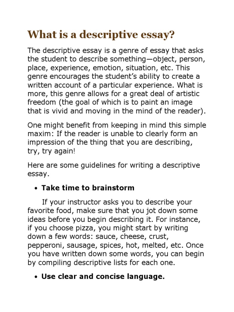 what is a descriptive essay pdf