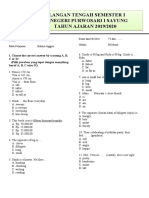 Ulangan Tengah Semester I SD Negeri Purwosari I Sayung TAHUN AJARAN 2019/2020