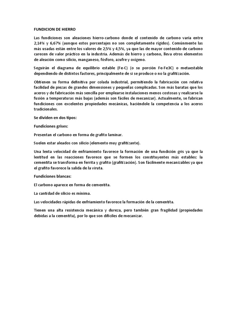 Fundicion de Hierro | PDF