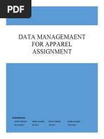 Data Managemaent For Apparel Assignment: (Type Here)