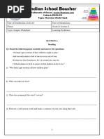 Indian School Bousher: Subject: ENGLISH Type: Revision Work Sheet