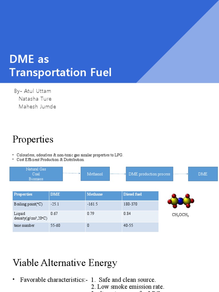 DME As Transportation Fuel: By-Atul Uttam Natasha Ture Mahesh Jumde | PDF