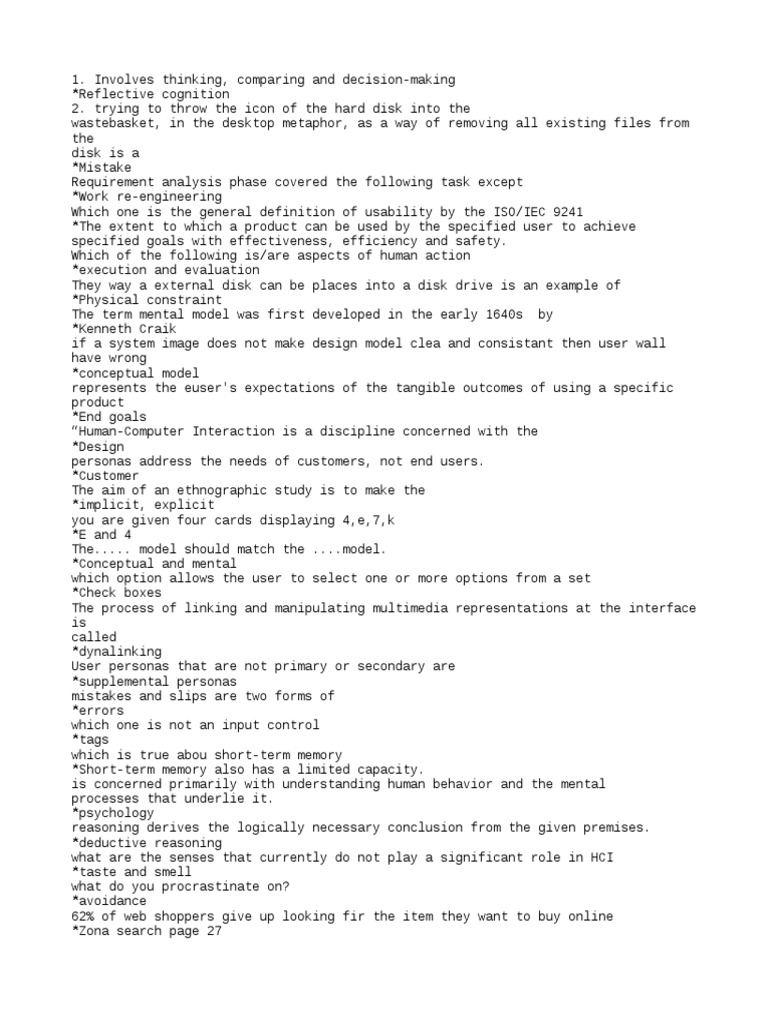 MCQ PDF Usability User Interface