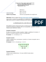 Clase 2 de Matemáticas Propiedades de La Multiplicación