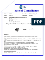 Compliance Certificate for Industrial Control Equipment
