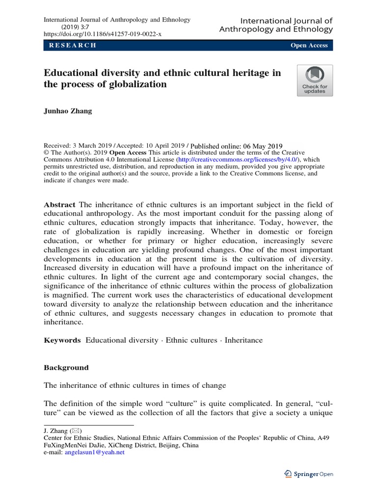 Educational Diversity And Ethnic Cultural Heritage In The Process Of