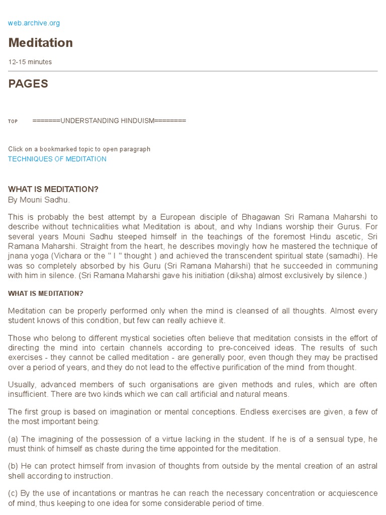 Meditation: Pages | PDF | Meditation | Ramana Maharshi