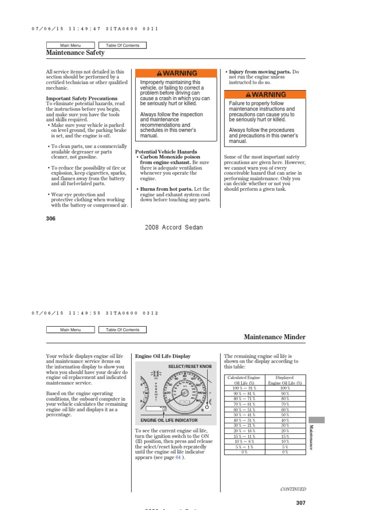 2013 HONDA ACCORD MAINTENANCE MINDER CODES intelligence overview