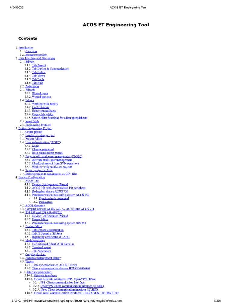 ACOS ET Engineering Tool | PDF