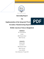 Internship Report On Implementation of The Integrated Work System in The Secondary Manufacturing Department of British American Tobacco Bangladesh