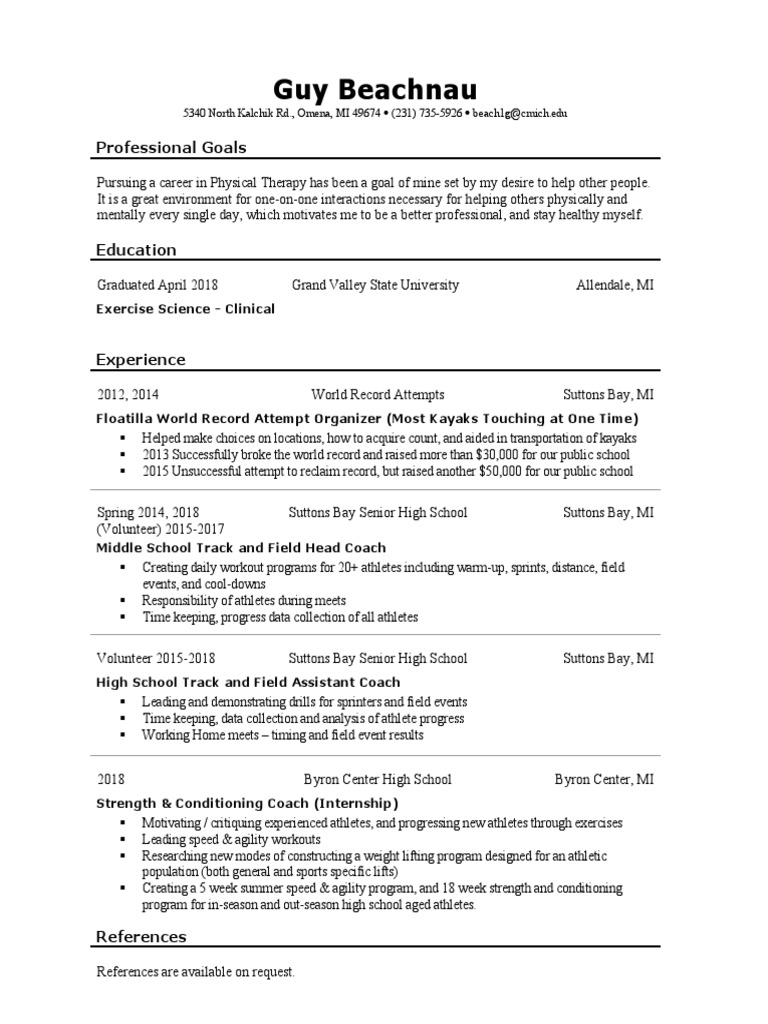 Guy Beachnau Resume Pdf Psychological Concepts Health Care