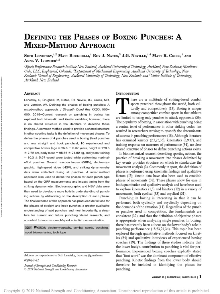 Defining The Phases of Boxing Punches A.94925 PDF Anatomical Terms