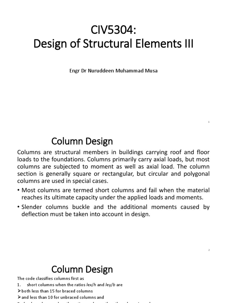 CIV5304: Design of Structural Elements III: Engr DR Nuruddeen Muhammad ...