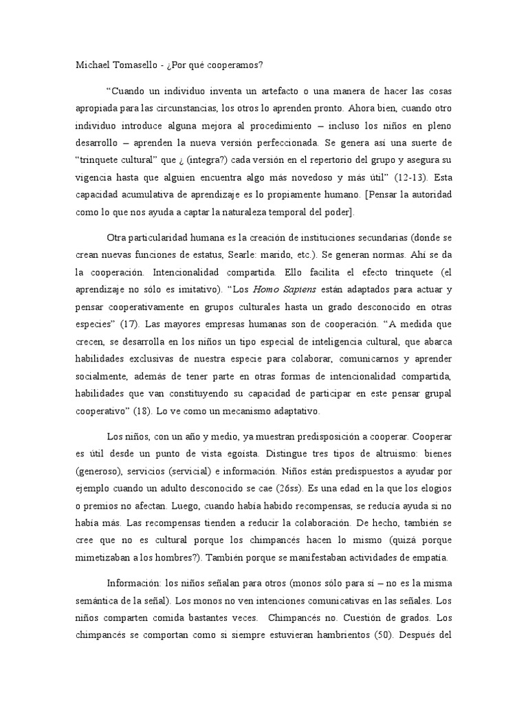 Michael Tomasello | PDF | Altruismo | Aprendizaje