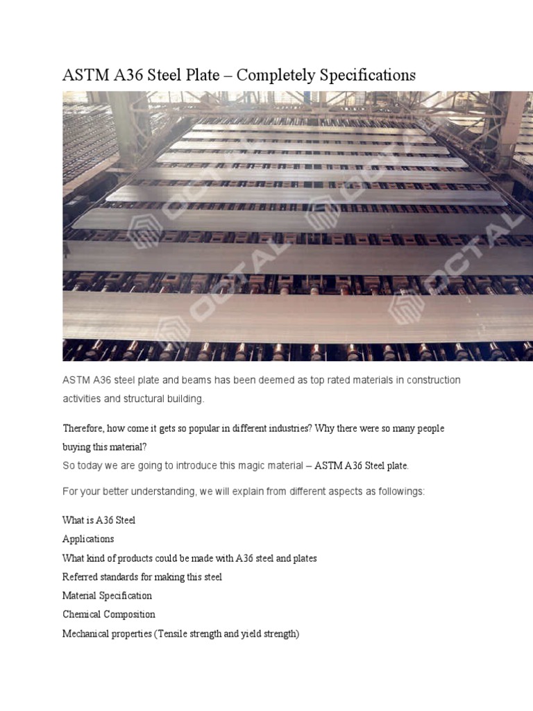 ASTM A36 Steel Plate - Completely Specifications | PDF | Structural ...