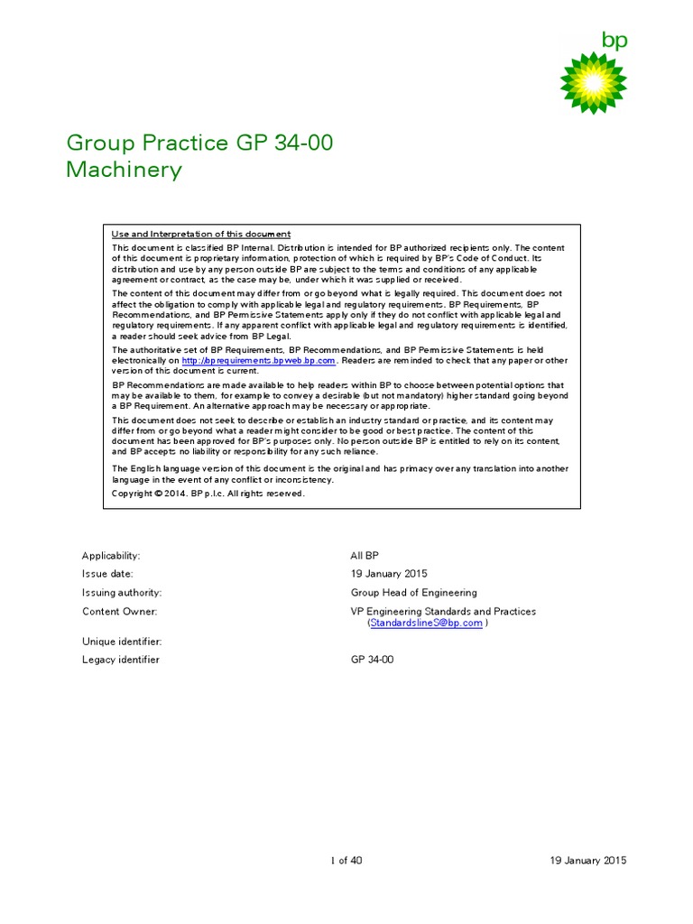 Group Practice GP 34-00 Machinery: Use and Interpretation of This ...