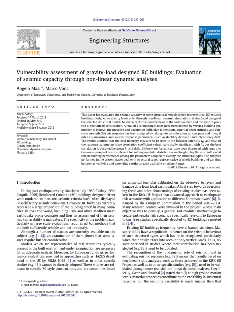 Seismic Vulnerability of RC Buildings | PDF | Beam (Structure ...